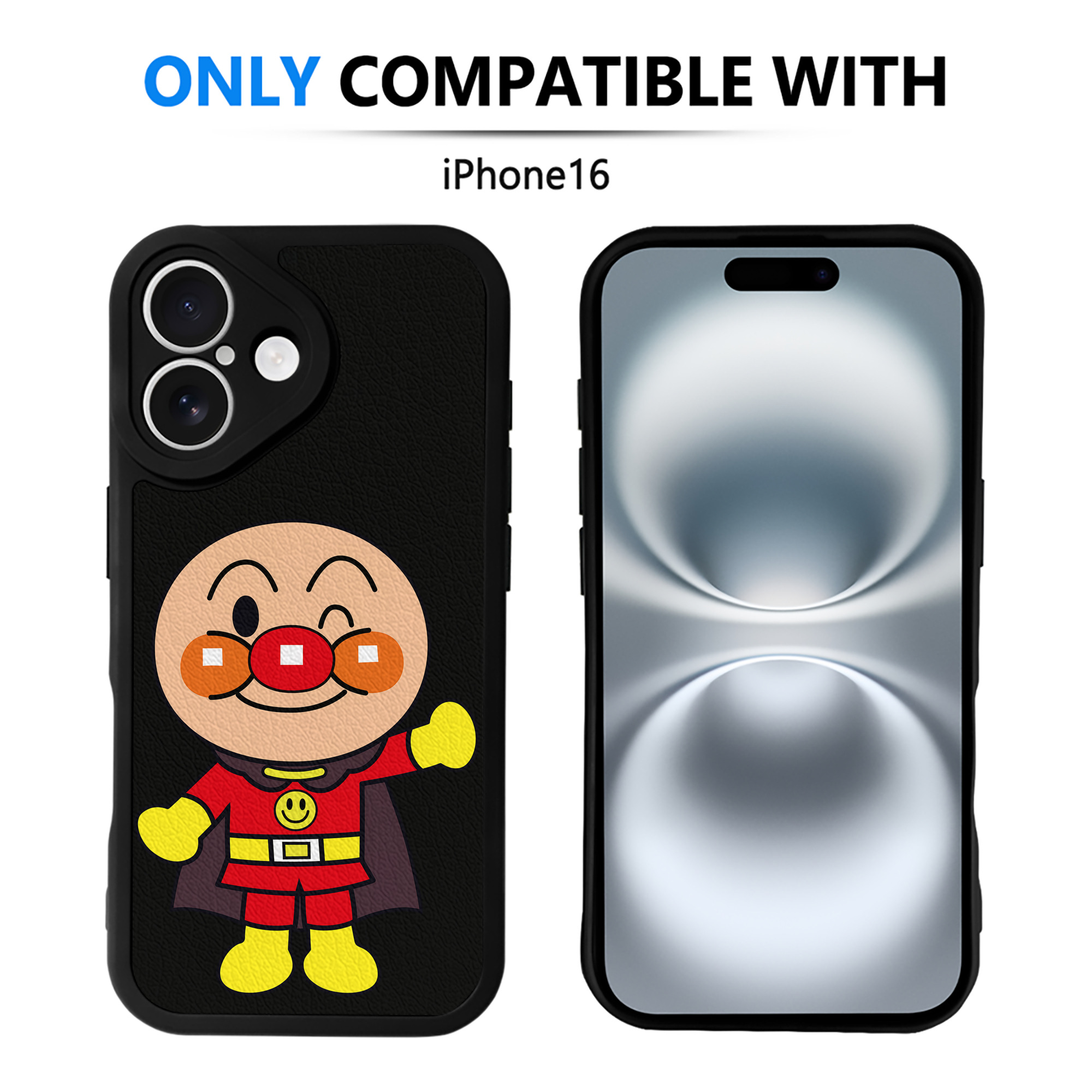 （画像用） アンパンマン Anpanman 【iPhone 16シリーズ対応】シリコンスマホケース（レザー調） 材質：シリコン
